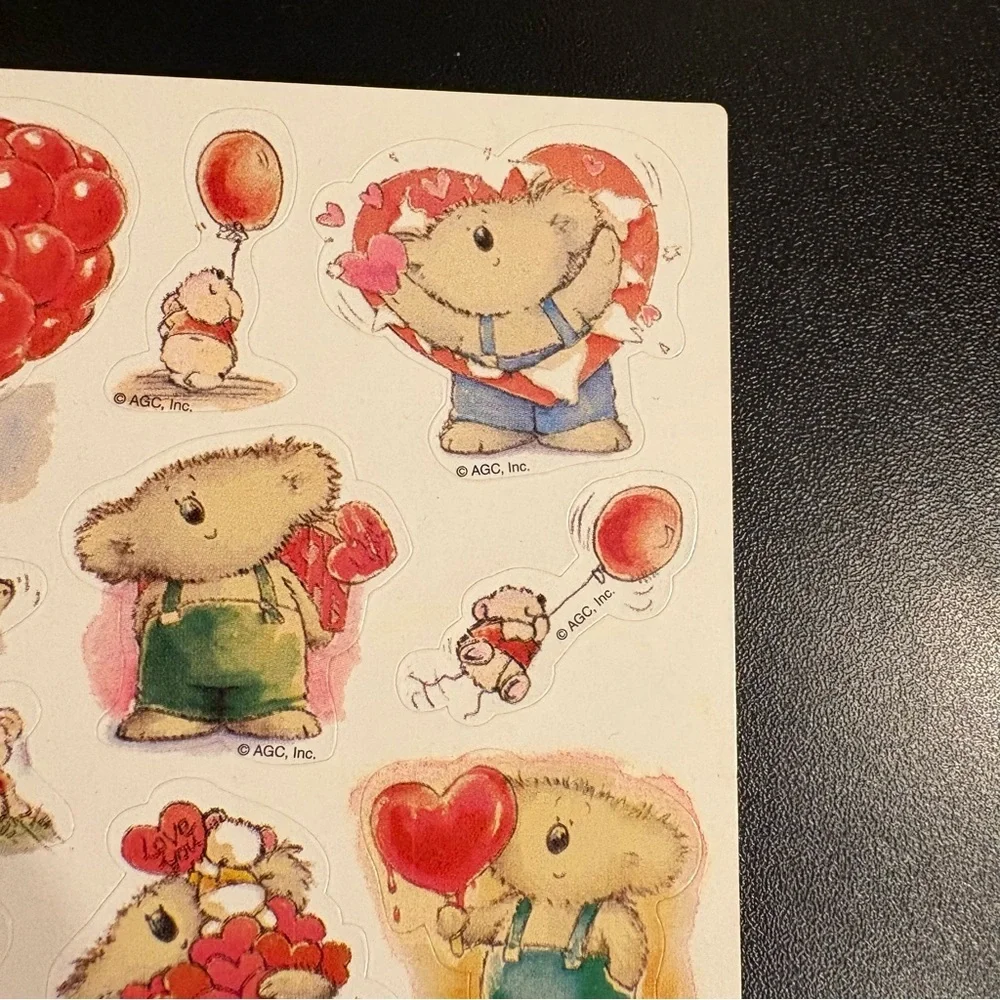 1 Sheet of Vintage AGC Heart Koala Stickers - 12 Stickers on the Sheet